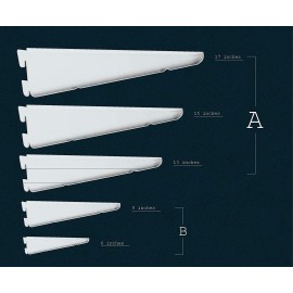 Adjustable Shelf Bracket 1.6mm Mild Steel-14swg, Star White 6 inches to 20 Inches Length