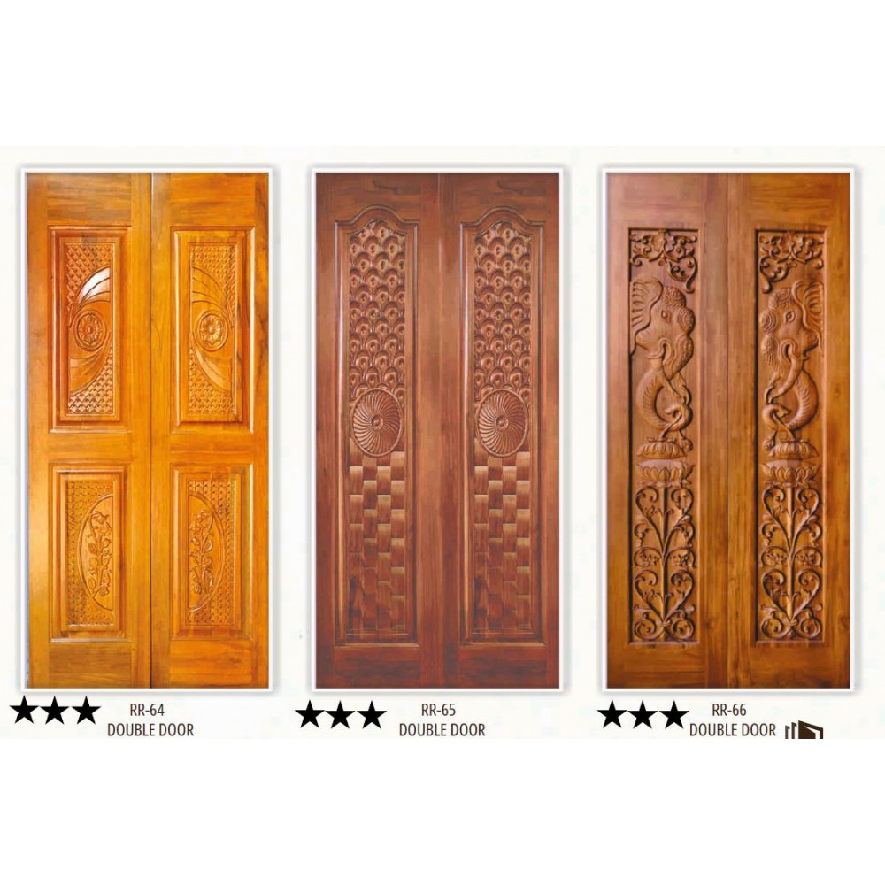 Teakwood Panel CNC Double Door – Precision-Crafted Elegance for Modern Interiors thickness 32mm+32mm 