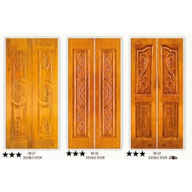 Teakwood Panel CNC Double Door – Precision-Crafted Elegance for Modern Interiors thickness 32mm+32mm 