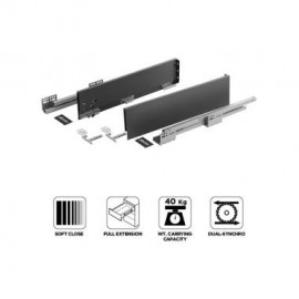 Ozone Tandem Slim Drawer Box System with Load Capacity Up to 35 Kgs OE-DWDS-PRO-S 400MM ANTHGREY (Grey, 16 Inch  )