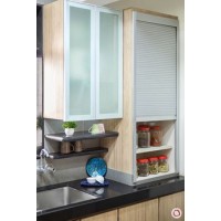 Kitchen Aluminum Finish GLASS Rolling Shutter (Silver, 450 x 1320 mm)