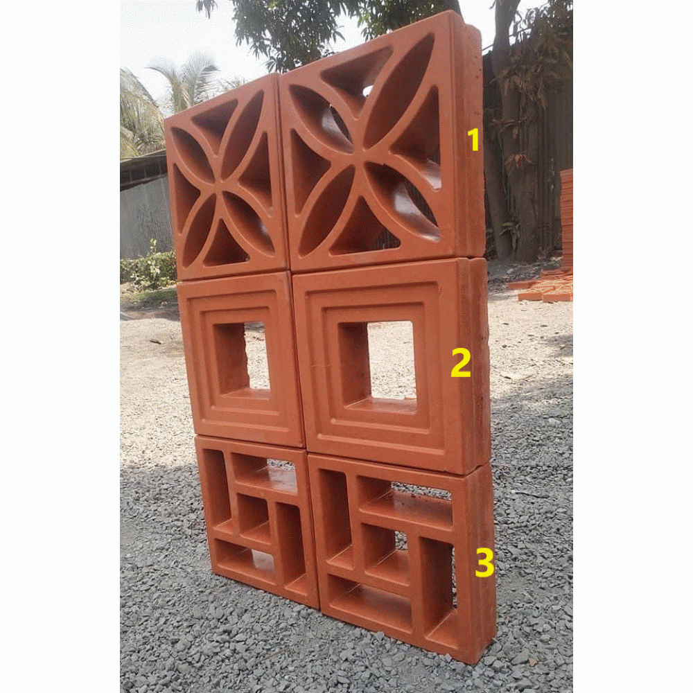 Ventilation Brick wall Terracotta  8x8x2.5 Brick size 3 pcs per box 